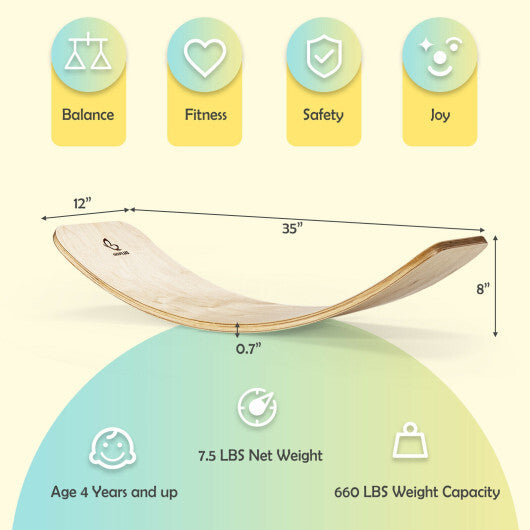 12 Inch Wobble Board for Balance Training-Natural W2B