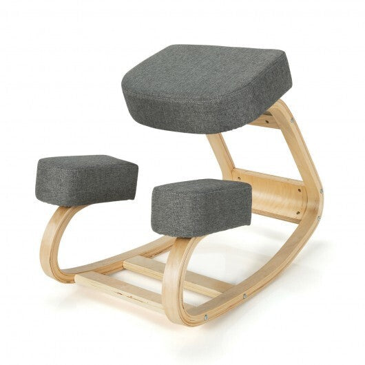 Ergonomic Kneeling Chair Rocking Office Desk Stool Upright Posture-Gray - Color: Gray W2B