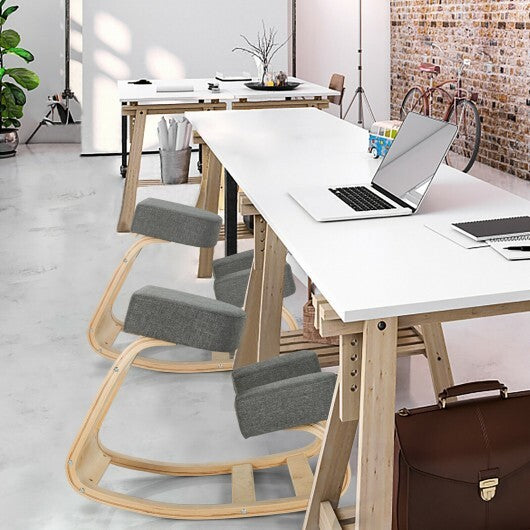 Ergonomic Kneeling Chair Rocking Office Desk Stool Upright Posture-Gray - Color: Gray W2B
