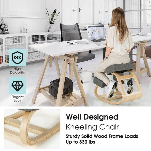Ergonomic Kneeling Chair Rocking Office Desk Stool Upright Posture-Gray - Color: Gray W2B