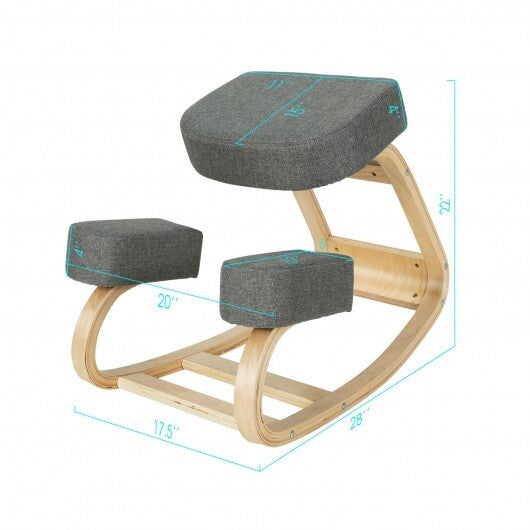 Ergonomic Kneeling Chair Rocking Office Desk Stool Upright Posture-Gray - Color: Gray W2B