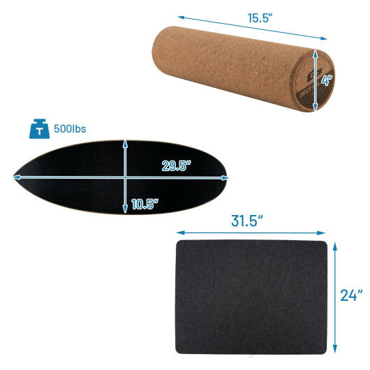Balance Board Trainer for Core Strength-Black W2B