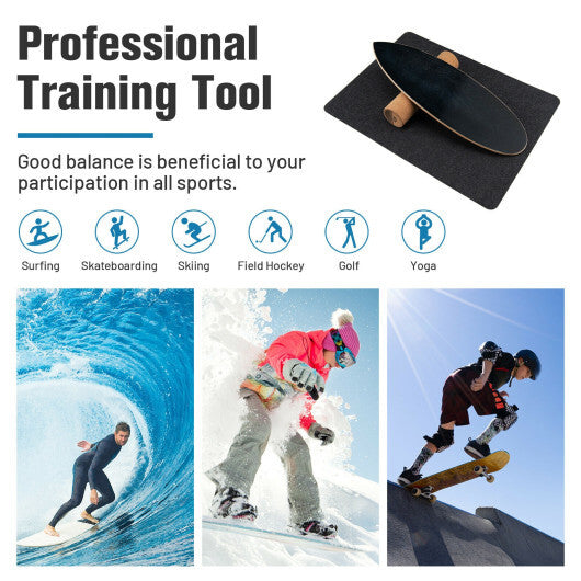 Balance Board Trainer for Core Strength-Black W2B