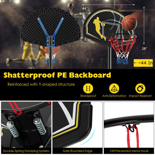 4.25-10 Feet Portable Adjustable Basketball Goal Hoop System W2B