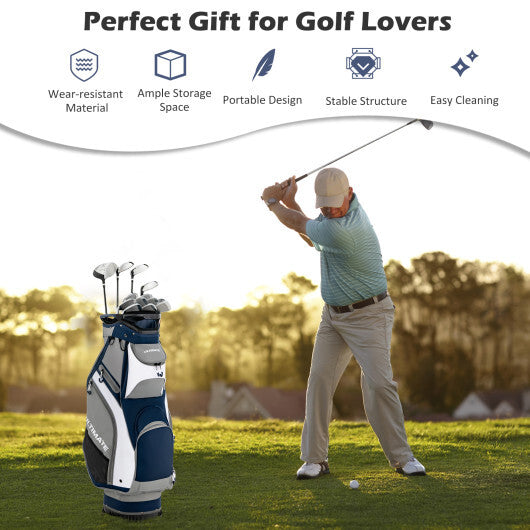 10.5 Inch Golf Stand Bag with 14 Way Dividers and 7 Zippered Pockets-Orange W2B