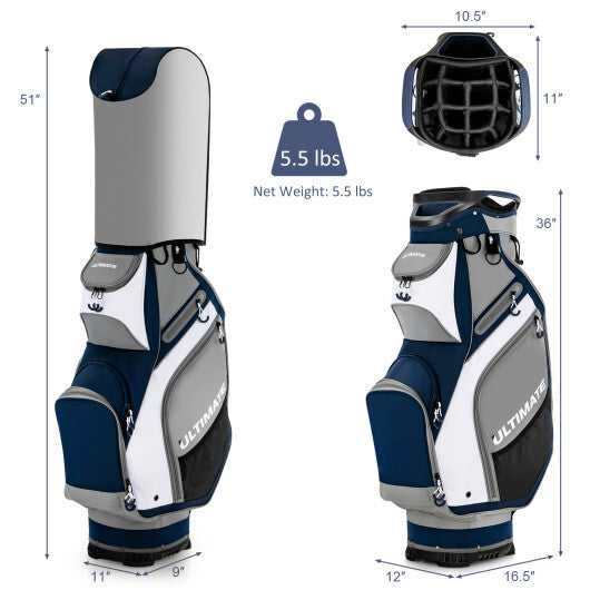 10.5 Inch Golf Stand Bag with 14 Way Dividers and 7 Zippered Pockets-Orange W2B