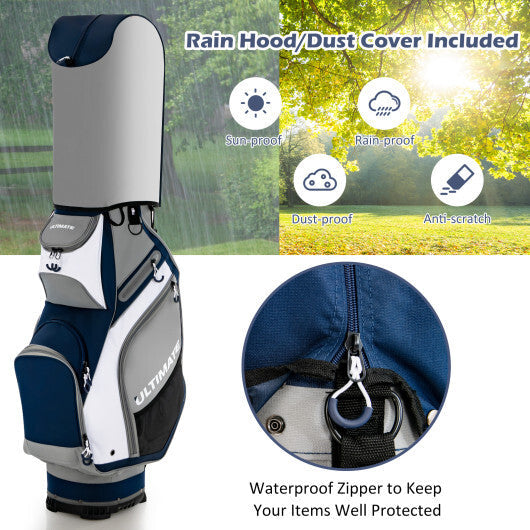 10.5 Inch Golf Stand Bag with 14 Way Dividers and 7 Zippered Pockets-Orange W2B