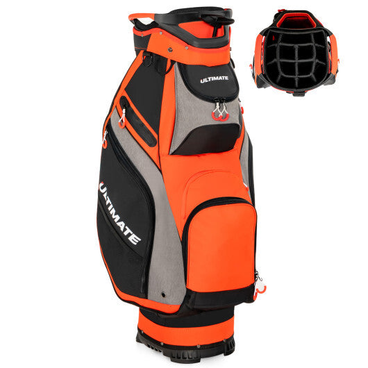10.5 Inch Golf Stand Bag with 14 Way Dividers and 7 Zippered Pockets-Orange W2B