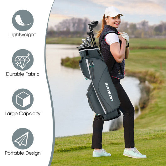 14 Dividers Golf Cart Bag with 7 Zippered Pocket W2B