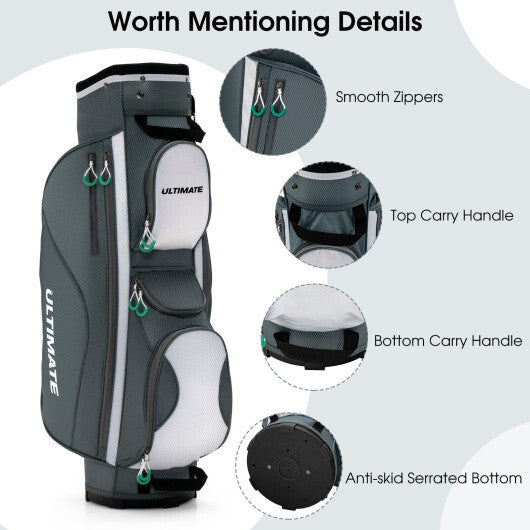 14 Dividers Golf Cart Bag with 7 Zippered Pocket W2B