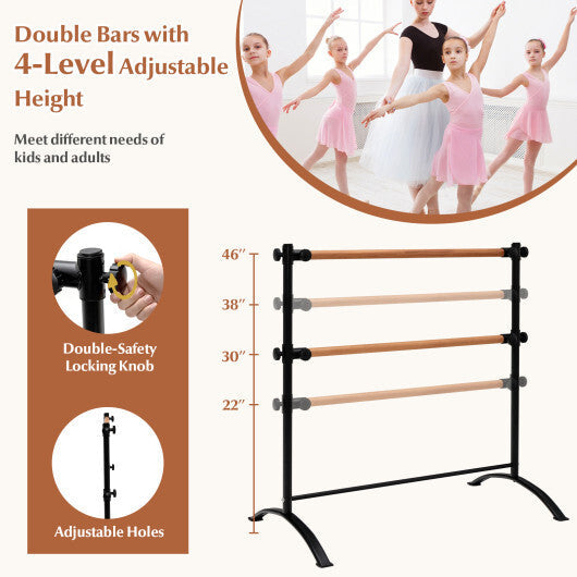 4 Foot Portable  Freestanding Double Ballet Barre-Black W2B