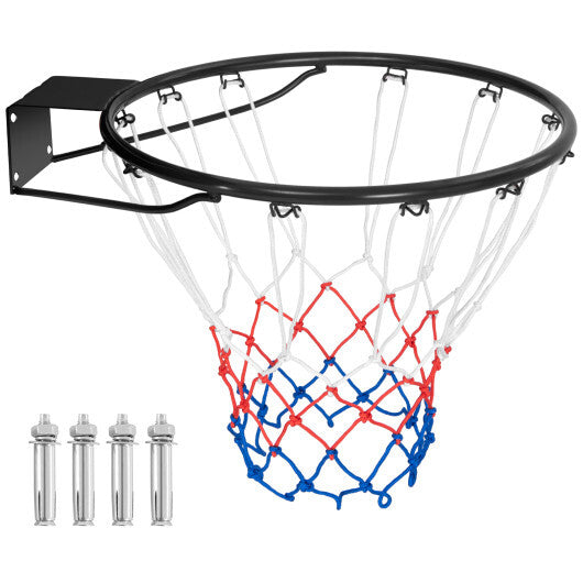 18 Inch Basketball Rim Goal Replacement with All Weather Net and Mounting Hardware-Black W2B