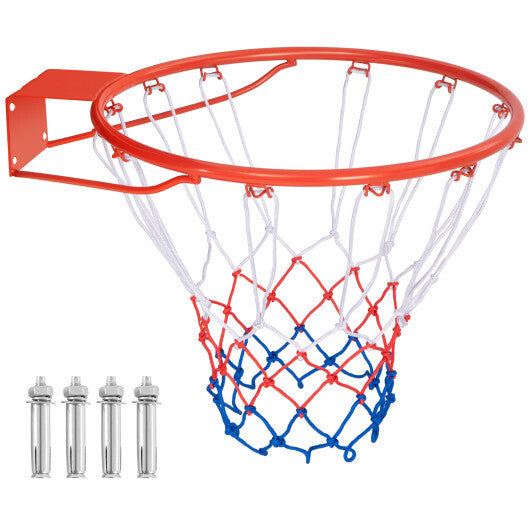 18 Inch Basketball Rim Goal Replacement with All Weather Net and Mounting Hardware-Black W2B