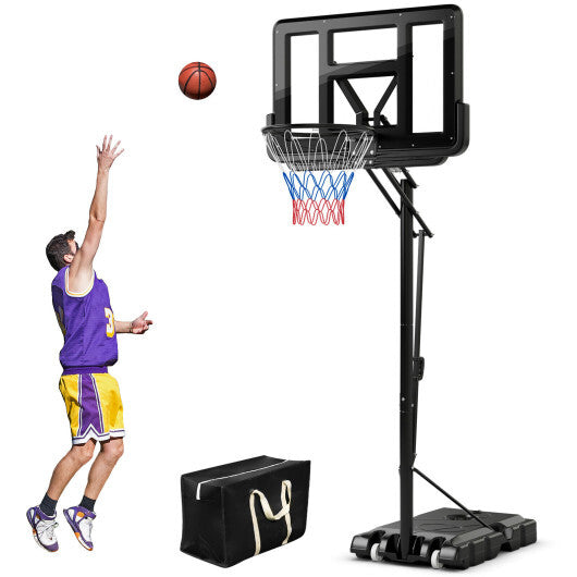 Portable Basketball Hoop with 4.6 to 10 Feet 10-Level Height Adjustable W2B