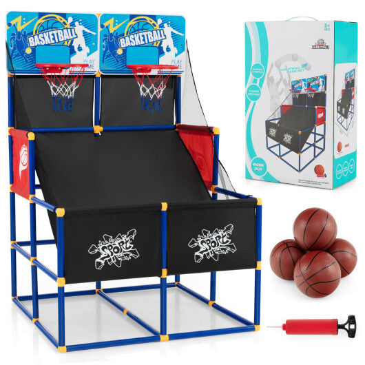 Kids Arcade Basketball Game Set with 4 Basketballs and Ball Pump W2B