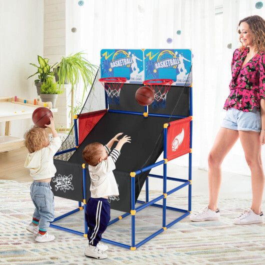 Kids Arcade Basketball Game Set with 4 Basketballs and Ball Pump W2B