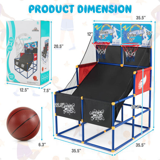 Kids Arcade Basketball Game Set with 4 Basketballs and Ball Pump W2B