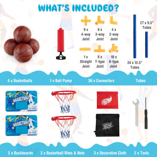 Kids Arcade Basketball Game Set with 4 Basketballs and Ball Pump W2B