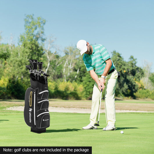 9.5 Inch Lightweight Golf Cart Bag with 15 Way Top Dividers-Black W2B