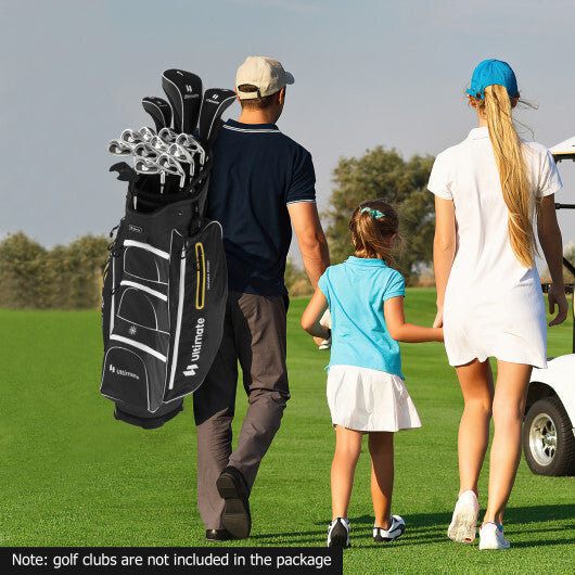 9.5 Inch Lightweight Golf Cart Bag with 15 Way Top Dividers-Black W2B