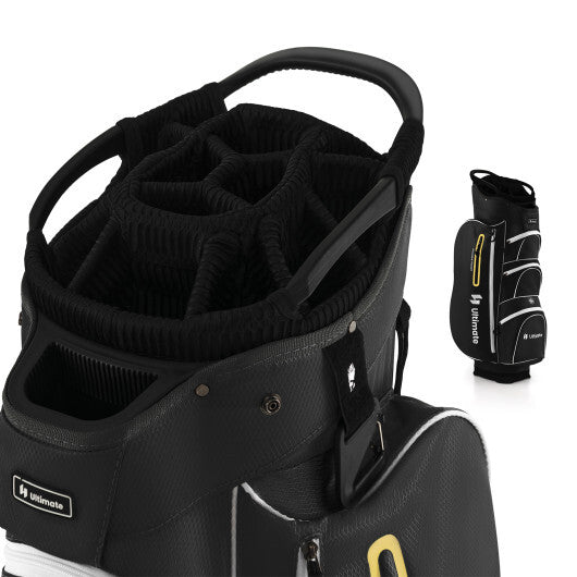 9.5 Inch Lightweight Golf Cart Bag with 15 Way Top Dividers-Black W2B