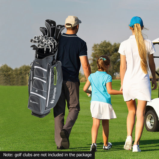 9.5 Inch Lightweight Golf Cart Bag with 15 Way Top Dividers-Black W2B