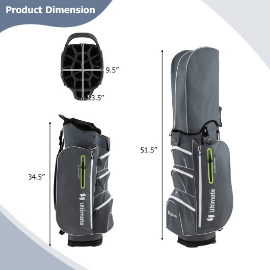 9.5 Inch Lightweight Golf Cart Bag with 15 Way Top Dividers-Black W2B