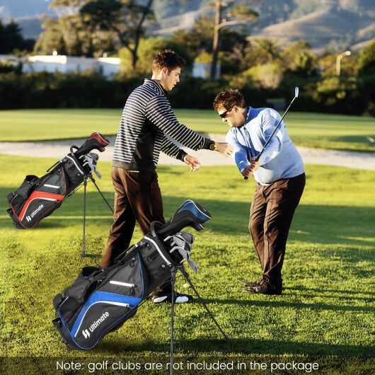 Lightweight Golf Stand Bag with 14 Way Top Dividers and 6 Pockets-Blue W2B