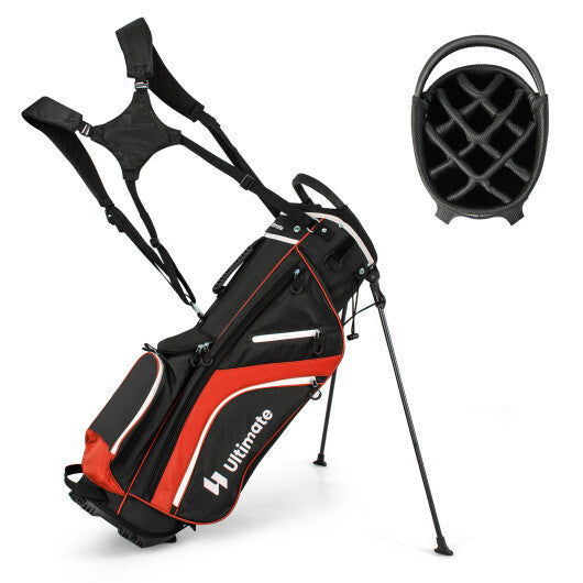 Lightweight Golf Stand Bag with 14 Way Top Dividers and 6 Pockets-Blue W2B