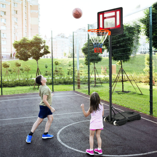 4.3-8.2 FT Portable Basketball Hoop with Adjustable Height and Wheels-Red W2B