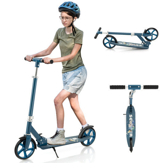 Folding Aluminum Alloy Scooter with 3 Adjustable Heights-Blue W2B