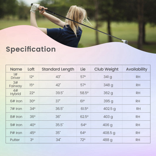 Women's 9 Pieces Complete Golf Club Set-Pink W2B