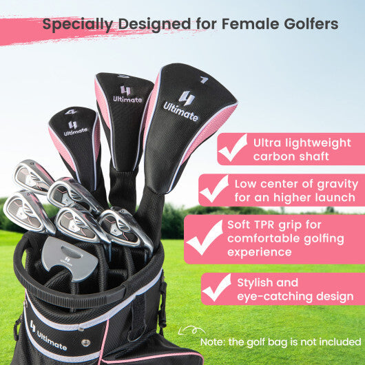 Women's 9 Pieces Complete Golf Club Set-Pink W2B