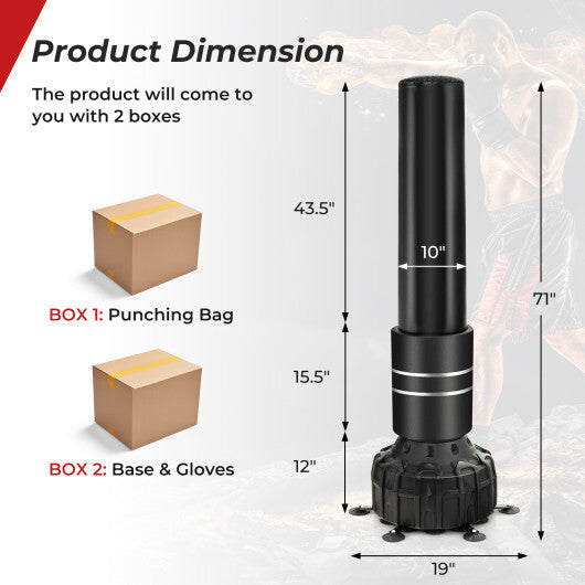 Freestanding Punching Bag 71 Inch Boxing Bag with 25 Suction Cups Gloves and Filling Base W2B