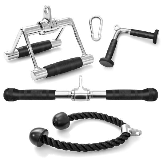 4-Piece Cable Machine Attachment Set for Home Gym W2B
