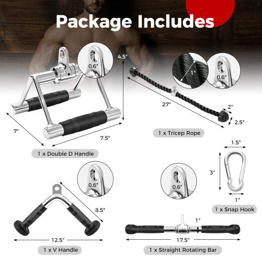 4-Piece Cable Machine Attachment Set for Home Gym W2B