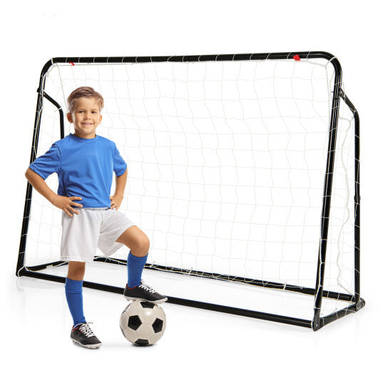 2-in-1 Kids Soccer Rebounder and Soccer Goal with Adjustable Height-Black W2B
