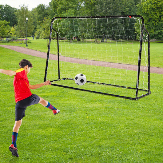 2-in-1 Kids Soccer Rebounder and Soccer Goal with Adjustable Height-Black W2B
