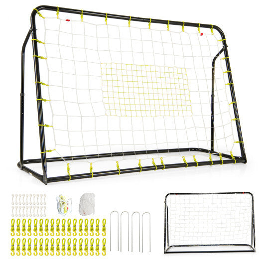 2-in-1 Kids Soccer Rebounder and Soccer Goal with Adjustable Height-Black W2B