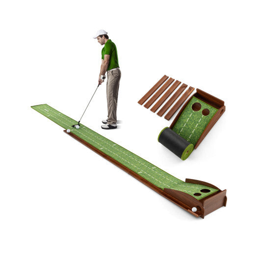 Golf Putting Mat Practice Training Aid with Auto Ball Return and 2 Hole Sizes W2B