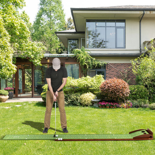 Golf Putting Mat Practice Training Aid with Auto Ball Return and 2 Hole Sizes W2B