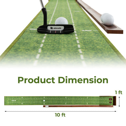 Golf Putting Mat Practice Training Aid with Auto Ball Return and 2 Hole Sizes W2B