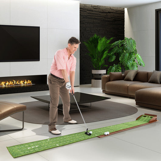 Golf Putting Mat Practice Training Aid with Auto Ball Return and 2 Hole Sizes W2B