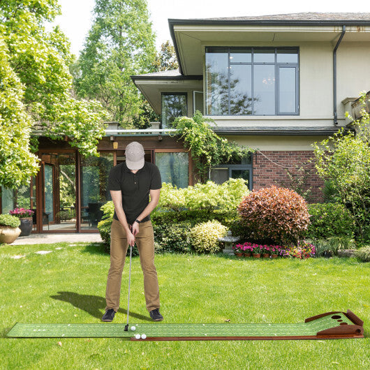 Golf Putting Mat Practice Training Aid with Auto Ball Return and 2 Hole Sizes W2B