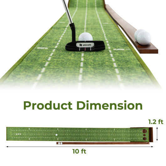 Golf Putting Mat Practice Training Aid with Auto Ball Return and 2 Hole Sizes W2B
