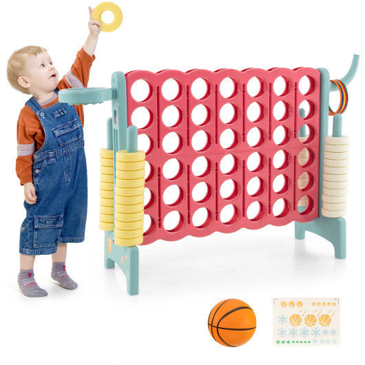 4-in-a-Row Connect Game with Basketball Hoop and Toss Ring-Blue W2B