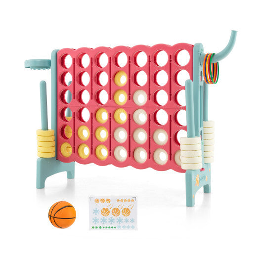 4-in-a-Row Connect Game with Basketball Hoop and Toss Ring-Blue W2B