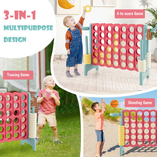 4-in-a-Row Connect Game with Basketball Hoop and Toss Ring-Blue W2B