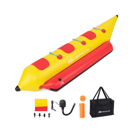 3-Person Inflatable Banana Boat with Electric Air Pump Carrying Bag and Repair Kit W2B