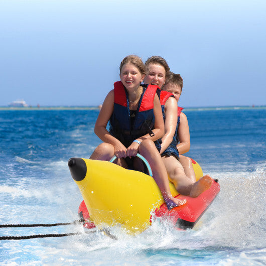 3-Person Inflatable Banana Boat with Electric Air Pump Carrying Bag and Repair Kit W2B